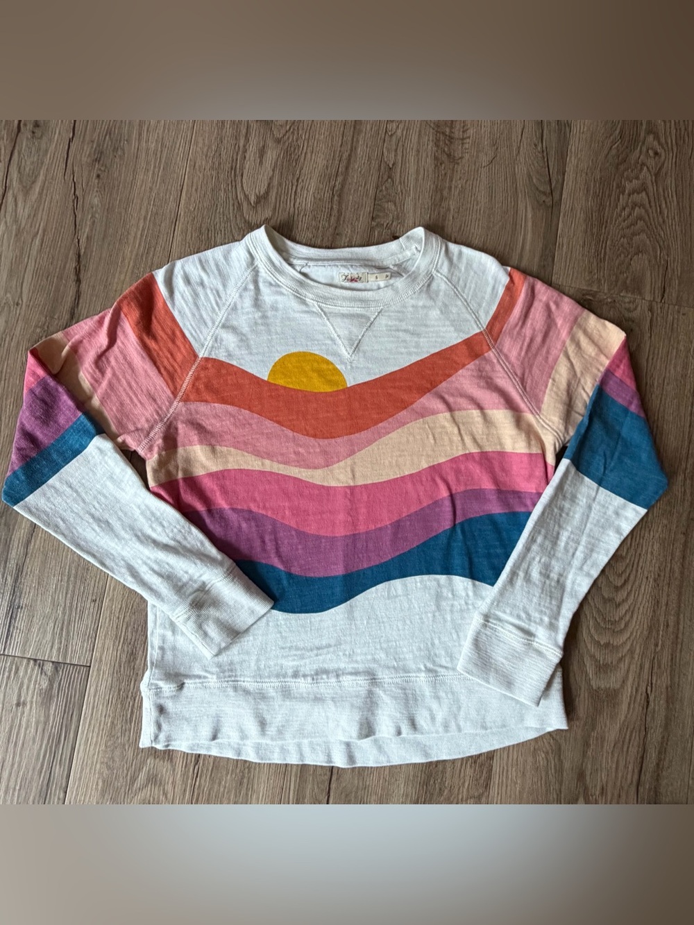 Faherty Sunwashed Slub Crewneck Sweatshirt Women's S Multicolor